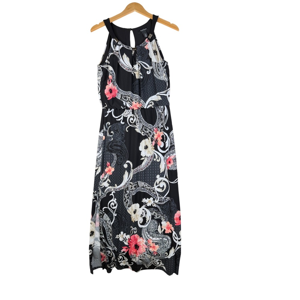 White House Black Market Halter Neck Paisley/Floral Print Maxi Dress size Small